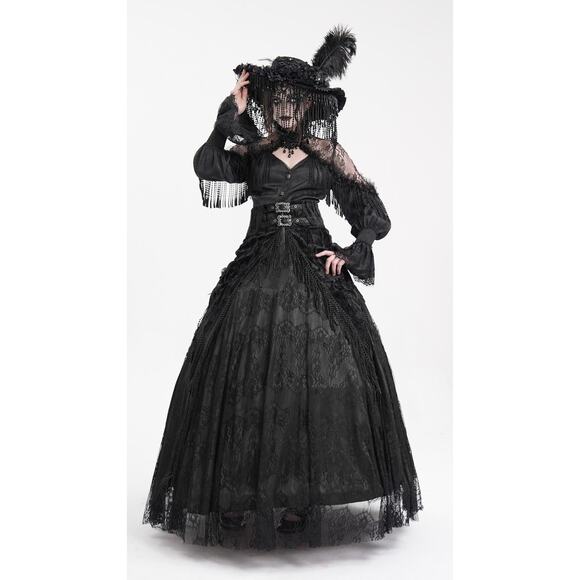 Devil Fashion Gothic Victorian High Waist Rose Velvet Aristocrat Skirt - Picture 16 of 17